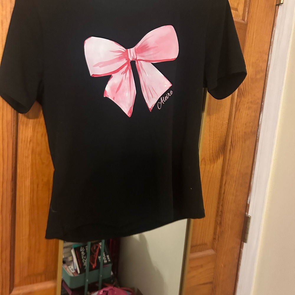 Cute kids Black Tee with Pink Bow